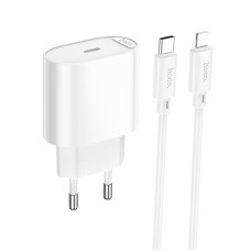 Мережевий зарядний пристрій HOCO C109A Fighter single port charger Lightning cable 20W White