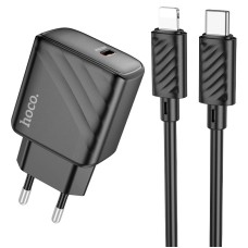 Мережевий зарядний пристрій HOCO CS22A Value single port charger Lightning cable 30W Black