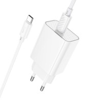 Мережевий зарядний пристрій HOCO C143A Benefit single port charger Type-C cable 20W White