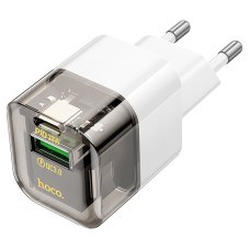 Мережевий зарядний пристрій HOCO C131A Platinum dual-port 30W Transparent-black