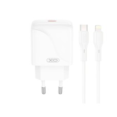 Мережевий зарядний пристрій XO L141 Single USB-C Fast Charger Lightning Cable 20W White
