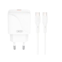 Мережевий зарядний пристрій XO L141 Single USB-C Fast Charger Type-C Cable 20W White