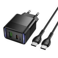 Мережевий зарядний пристрій HOCO CS112A Lounge charger Type-C cable 30W Black