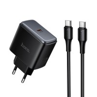Мережевий зарядний пристрій HOCO C159A Upgrade single-port charger Type-C cable 65W Black