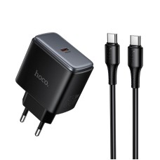 Мережевий зарядний пристрій HOCO C159A Upgrade single-port charger Type-C cable 65W Black