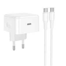 Мережевий зарядний пристрій HOCO C161A Speed single port PD charger Type-C cable 40W White