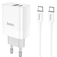 Мережевий зарядний пристрій Hoco C80A Rapido charger Type-C cable 20W White