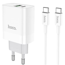 Мережевий зарядний пристрій Hoco C80A Rapido charger Type-C cable 20W White