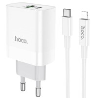 Мережевий зарядний пристрій Hoco C80A Rapido charger Lightning cable 20W White