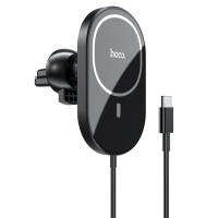 Автомобільний тримач із бездротовою зарядкою Hoco CA90 Powerful magnetic wireless charging 15W Black