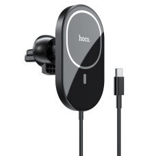Автомобільний тримач із бездротовою зарядкою Hoco CA90 Powerful magnetic wireless charging 15W Black