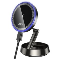 Автомобільний тримач із бездротовою зарядкою Hoco HW33 Metal ring magnetic wireless 15W Grey