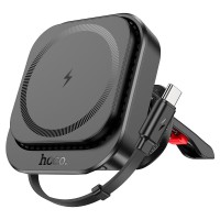 Автомобільний тримач із бездротовою зарядкою Hoco HW23 Magic magnetic wireless fast charging Black