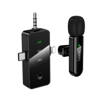 Бездротовий мікрофон Hoco L20B Fair Wireless Microphone Lightning / Type-C / 3.5mm Black