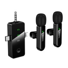 Бездротовий мікрофон Hoco L20C Fair dual-mic wireless microphone Lightning / Type-C / 3.5mm Black