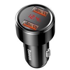 Автомобільний зарядний пристрій BASEUS Magic Series Dual USB QC with digital display Black CCMLC20A-01