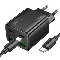 Мережевий зарядний пристрій HOCO N56 Fundador four-port charger Type-C cable 30W Black