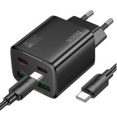 Мережевий зарядний пристрій HOCO N56 Fundador four-port charger Type-C cable 30W Black
