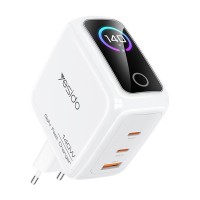 Мережевий зарядний пристрій Yesido YC114 GaN Display 140W White