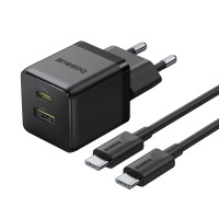 Мережевий зарядний пристрій Baseus Palm Type-C+USB Type-C cable 30W Black P1011160A113-01