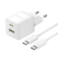 Мережевий зарядний пристрій Baseus Palm Type-C+USB Type-C cable 30W White P1011160A213-01
