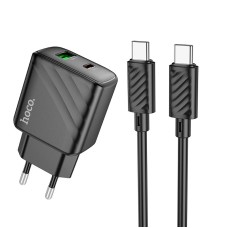 Мережевий зарядний пристрій HOCO CS23A Sunlight dual-port charger Type-C cable 30W Black