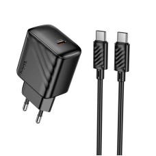 Мережевий зарядний пристрій HOCO CS24A Puerto single-port charger Type-C Cable 25W Black