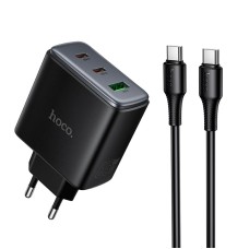 Мережевий зарядний пристрій HOCO C160A Upgrade PD charger Type-C cable 65W Black