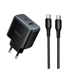Мережевий зарядний пристрій HOCO C158A Upgrade charger Type-C cable 45W Black
