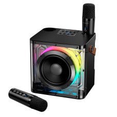 Портативна колонка система караоке Bluetooth BOROFONE DR23 Deep RGB з 2-ма мікрофонами 15W Black