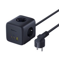 Подовжувач мережі фільтр Baseus Baseus EnerFill FA11 Cube Power Strip 3AC+1U+1C 67W 1.5m EU Black E00082100123-00