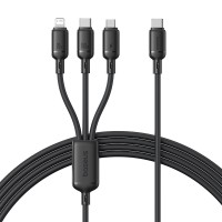 PD кабель Baseus Silky 3in1 USB-C to M+L+C 100W 1.5m Black P10377706123-00