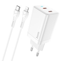 Мережевий зарядний пристрій Hoco N23 Astral Lightning cable 45W White