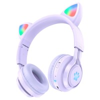 Бездротові Bluetooth навушники HOCO W39 CAT Ear KIDS BT headphoness BT 5.3 Purple