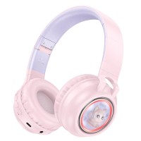 Бездротові Bluetooth навушники HOCO W50 Cute fun headphones BT 5.3 Pink