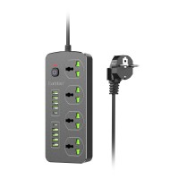 Подовжувач мережевий фільтр Earldom ES-SC11 8U/4P/2C 2m Black