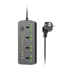 Подовжувач мережевий фільтр Earldom ES-SC11 8U/4P/2C 2m Black