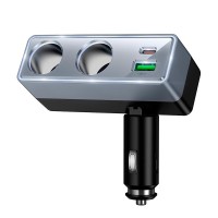 Автомобільний зарядний пристрій розгалужувач HOCO Z65B Smart dual cigarette lighter PD car charger 240W Black