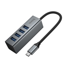 USB-Хаб Hoco HB1C Multifunction Adapter 4в1 Type-C to 4xUSB 3.0 Grey