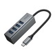 USB-Хаб Hoco HB1C Multifunction Adapter 4в1 Type-C to 4xUSB 3.0 Grey
