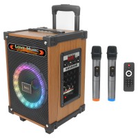Портативна колонка Bluetooth система караоке HOCO HA2 Wave 2 микрофона Wooden