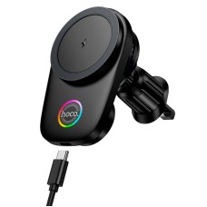 Автомобільний тримач із бездротовою зарядкою Hoco HW36 electric rotating magnetic wireless 15W Black