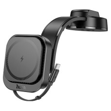 Автомобільний тримач Hoco HW24 might retractable magnetic wireless (cente concole) 15W 4.5-7" Black