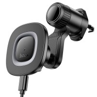Автомобільний тримач із бездротовою зарядкою Hoco HW30 Crown magnetic (air outlet) 15W Black