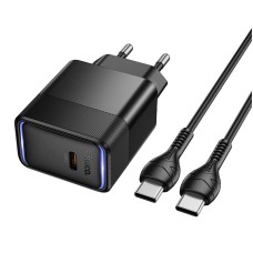 Мережевий зарядний пристрій HOCO CS113A Lounge single port Type-C cable 40/60W Black
