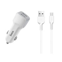 Автомобільний зарядний пристрій Hoco Z23 microUSB 2USB White