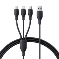 USB кабель Baseus Ultra-Fast 3in1 Fast Charging Cable USB to M+L+C 3.5A 0.8m Black P10376303121-01