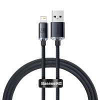 USB кабель Baseus Crystal Shine Series Fast Charging Data Cable USB to iP Lightning 2.4A 1.2m Black CAJY000001
