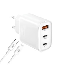 Мережевий зарядний пристрій XO L117 fast charging charger Lightning cable 45W White