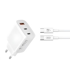 Мережевий зарядний пристрій XO L117 fast charging charger Type-C cable 45W White